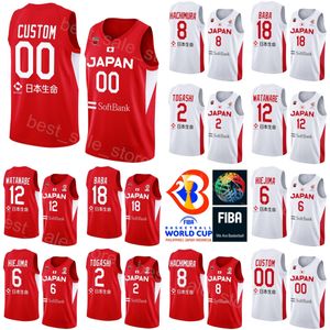 Maglia da basket giapponese della Coppa del Mondo 2023 stampata in Giappone 2 Yuki TOGASHI 91 Hirotaka YOSHII 71 Soichiro INOUE 45 Kai TOEWS 17 Yutaroh SUDA 6 Makoto HIEJIMA Rosso Bianco