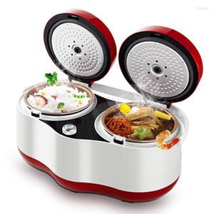 Mini ris cooke multifunktion elektrisk matlagningsmaskin hushåll smart spooker lunchlåda med dubbel kruka