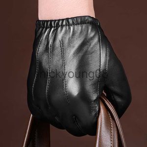 Pięć palców rękawiczki w modnie, które Nowe męskie policyjne rękawice skórzane rękawiczki Czarne wierzchołki Rozmiar M/L/XL Najlepsza cena K144 x0902