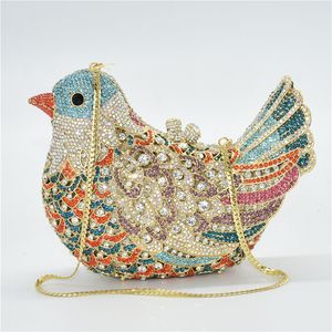 Abendtaschen Neueste Design Frauen Hochzeit Kupplungen Geldbörse für Braut Bunte Diamanten Handtasche Tier Vogel Handgemachte Braut Geldbörsen 230901