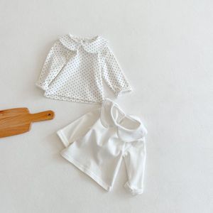 여자 면화 티셔츠 긴 슬리브 아기 아이 터틀넥 바닥 셔츠 아이를위한 옷의 옷 새 봄 걸 탑 2535