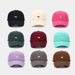 Berets Japanese Style Simple Polar Bear Embroidered Baseball Cap Women's Korean-Style Spring And Summer Soft Top Lovers Wild Peaked