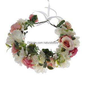 Tiaras Tiara Rose Flower Crown Headband Hair Accessories Headdress Girl Floral Garland Headwear 230313 Drop Delivery Jewelry Hairjewel Dhgmy