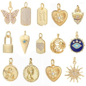 Charms Evil Blue Eye Moon Heart Coin Sun For Jewely Making Supplies Gold Color DIY Earrings Halsband Pave Cz Greek Sorority