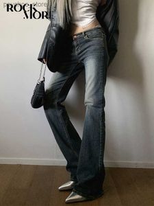 Jeans da donna Rockmore Jeans a zampa vintage per donna Pantaloni Jean a vita bassa slim Streetwear Y2K Pantaloni in denim casual Coreano Harajuku 2023 Q230901