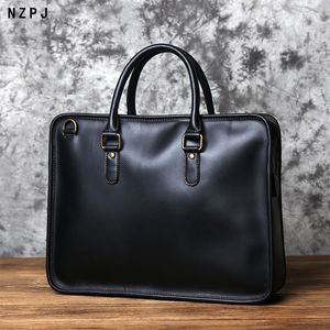 Pastas NZPJ Maleta de Couro Bolsa Retro Top Layer Cowhide Laptop Bag Crazy Horse Ombro Mensageiro Luxo 230901