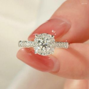 Cluster Rings 1 S925 Sterling Silver Round Diamond Moissanite Simple Ring For Women Fine Jewelry Drop GRA Certificate