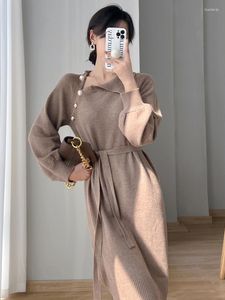 Casual Dresses Knitted Sweater Elegant For Women 2023 Black Long Sleeve Loose Tunics Korean Fashion Sexy Winter Autumn Dress