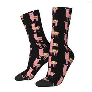 Herrensocken, verrückte Socken für Männer, Erdbeere, Lama, Hip Hop, Harajuku, Alpaka, Tier, glücklich, atmungsaktiv, Muster, bedruckt, Jungen, Crew, lässig, Geschenk