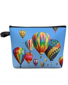 Totes Hot air balloon colorful sky large makeup bag women's makeup bag portable face wash bag toilet organizer storage hanging bagstylishhandbagsstore