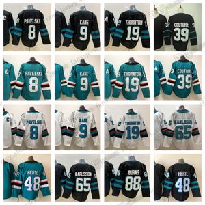 1971-1999 Movie Retro Hockey Jersey 9 Evander Kan 19 Joe Thornton 8 Joe Pavelski 48 Tomas Hert 39 Logan Couture 65 Erik Karlsson 88 Brent Burns Embroidery Jerseys