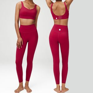 LL WOMENS YOGA Abitazioni Due pezzi set di pantaloni reggiseni pantaloni per la palestra sportiva allenatore di ginnastica da corsa Long Pant elastico in vita sportivo ad alta vita