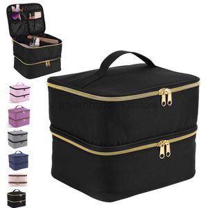 Totes 30-Mesh-Kosmetiktasche, doppellagige Kosmetiktasche mit Griff, professionelle Nagelbox, Reise-Essenz-Nagel-Organizer, Ölbox, stilvoller Handtaschenladen