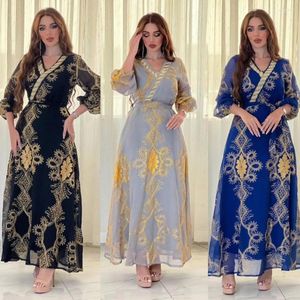 Roupas étnicas Eid Vestidos Longos para Mulheres Jalabiya Vestido Muçulmano Abaya Malha Bordado Ramadan Maxi Robe Marroquino Caftan Party Vestidos 2023