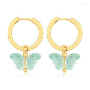 Dangle Earrings Golden Butterfly Hoop Copper Jewelry Women Insect Charm Metal Drop Des Boucles D'oreilles