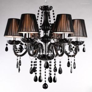 Chandeliers Classic Black Chandelier Light Modern Crystal E14 Candle Holder Novelty Wedding Decorative Lighting Fixtures