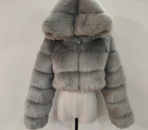 Pelliccia da donna Cappotti e giacche finti finti pelosi di alta qualità da donna Cappotto soffice da donna con giacca invernale con cappuccio Manteau Femme