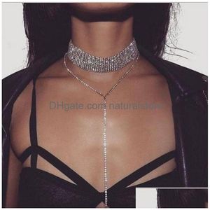 Ожерелье -ожерелье моды ночной клуб сплав сплав FL Diamond Long Chains Amazon Red Gold Sier Drop Delief Delive Disterry Diewlary Colence Pendants Dhsxi