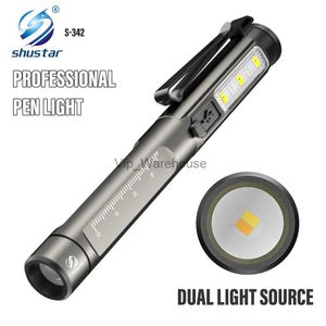 Torches Professional Medical Flashlight Rechargeable Pen Light with Memory Switch Three light sources and UV Light 32 Hours Battery Life HKD230902