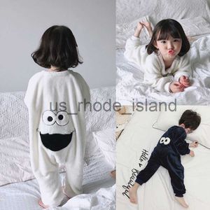 Pijama onesie çocuklar bebek bebek kız kızlar pijama çocuk kış uzun kollu pazen hayvan sleare karikatür büyük gözler uyku tulumu 80-130cm x0901