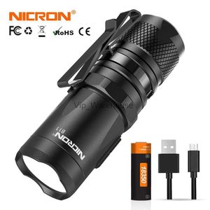 Torches Nicron B11 Mini LED -ficklampa Super Bright 950 Lumen USB -uppladdningsbar IP67 Vattentät 6 -lägen Torch Light Hushåll utomhus etc. HKD230902