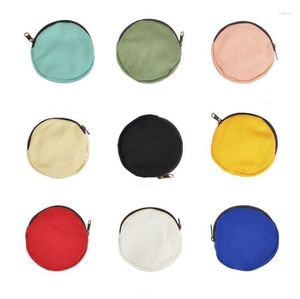 Storage Bags 100pcs Blank Round Canvas Zipper Pouches Cotton Cosmetic Makeup Coin Purse SN4106