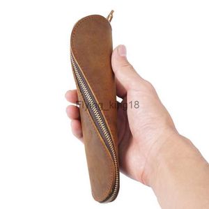 Bleistifttaschen Leder Handgefertigte Federmäppchen Tasche für Büro Schreibwaren Organizer Halter Reißverschluss Rindsleder Federmäppchen Große kleine Schulartikel Geschenk HKD230902