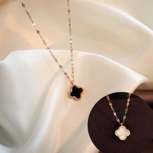 Designer Vans clover necklace Top simple and versatile 18k rose gold titanium steel necklace female clavicle neck chain Vans Clee Accessories Jewelry