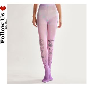 Sexiga strumpor anime söta mesh strumpor tights lolita kawaii tryck andningsbara botten strumpbyxor kvinnor streetwear kroppsformande byxor 230901