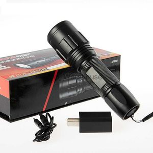 Torches Leopard Anti-Household Outdoor Led Camping Waterproof Power Display Lighting Zoom Strong Light Flashlight HKD230902