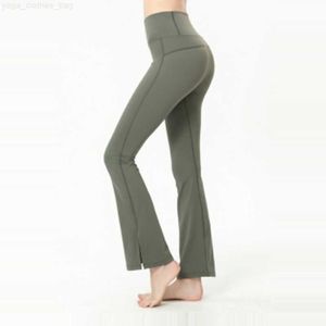 lu yoga Align LU-07 Pantaloni da yoga da donna Tinta unita Nudo Sport Modellamento della vita Stretto Svasato Fitness Allentato da jogging Abbigliamento sportivo Pantaloni svasati a nove punti Abbigliamento da palestra