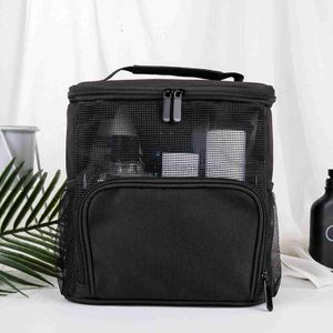 Totes Borsa da toilette portatile in tessuto Oxford con finestra a rete visibile per una facile ricerca di articoli, organizzazione di viaggi e borsa per il trucco per uso quotidiano H9stylishhandbagsstore