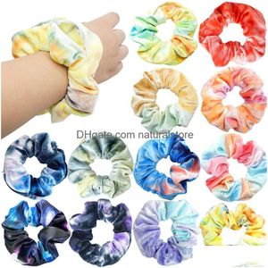 Headwear Hair Accessories 12 Pieces Veet Pocket Scrunchies Den Rainbow Ties Elastic Zipper Colorf Bands 230313 Drop Delivery Fashion H Dhunj