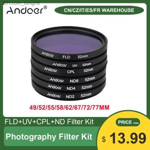 Filtreler Andoer UV+CPL+FLD+ND (ND2 ND4 ND8) Nikon Pentax DSLRS 52mm/49/55/58mm/62/67/72/77mm Q230905 için Filtre Kiti Seti