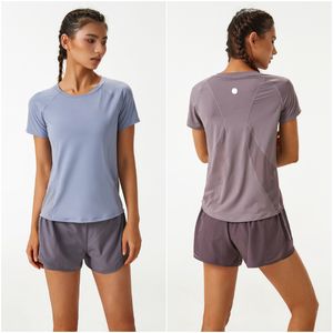 Ll-108 Women Yoga Outfit Summer Shirts Girls Running Sport Short Sleeve T-shirts Ladies Casual Adult Sportswear Trainer Gym Exercise Fitness Wear Tees