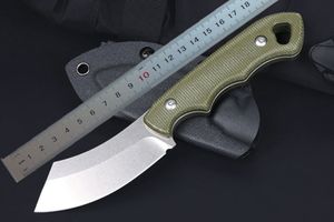 1Pcs M7643 Outdoor Survival Straight Knife 14C28N Stone Wash Tanto Blade Full Tang Green Micarta Handle Fixed Blade Knives with Kydex