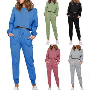 Herbst frauen Zwei Stück Hosen frauen Trainingsanzüge Casual Set Farbverlauf Einfarbig O Hals Langarm Sweatshirts Jogginghose