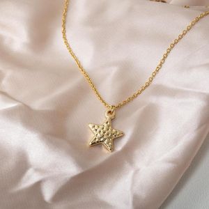 Pendant Necklaces Tangula Exquisite Star Necklace For Women Girls Stainless Steel Starfish Charm Temperament Party Jewelry