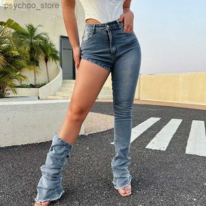 Women's Jeans Women High Low Irregular High Waist One Leg Jeans 2022 Summer Streetwear Sexy Party Clubwear Denim Pants Q230901