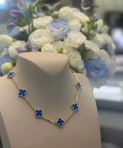 Fashion luxury 4/Four Leaf Clover Ten Flowers Four Grass Necklace Women's Light Luxury V Gold Thick Plating 18K Rose Blue Jade Medal High Grade Sense