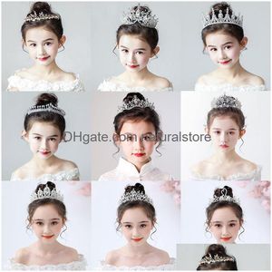 Hair Jewelry Fashion Gold Sier Color Crystal Crowns For Kids Child Girls Pearls Tiaras Diadems Accessories Bridal 220804 Drop Deliver Dhi2U