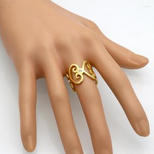 Cluster Rings Brand Love Ring For Women Gold Color Hollow Heart Wedding Crystal Stainless Steel Jewelry Female Finger