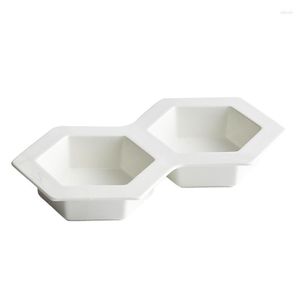 Plates Creative Double Grid Cold Dish Small Snack Plate Bar Restaurant Commercial Nordic El Tableware