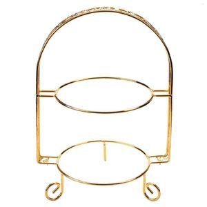 Baking Moulds Metal Cake Stand Double-Layer Arch-Shaped Golden Fruit Dessert Rack Wedding Birthday Party Decoration Cupcake Gold