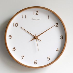 Настенные часы скандинавские легкие роскошные безмолвные гостиные часы дерево простые современные индивидуальные творчество horloge murale watches