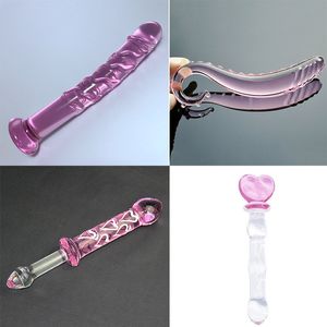 Zabawki analne szklane dildo pochwa masażer sztuczny krwawe penis spiral g punktowy symulat