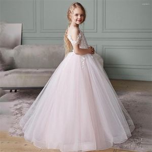 Abiti da ragazza Fiore Tulle Perline Paillettes Stampa Senza maniche Principessa Matrimonio Festa Ballo Abiti da prima comunione Regalo per bambini