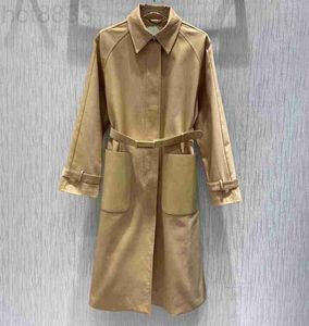Windbreaker Designer Women's Trench Coats Fashion Matching Leather Pocket Belt Mid Length Windbreaker Coat High Quality for Autumn Winter Jacket MLXI