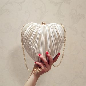 Borse da sera Donna Pochette pieghevole Banchetto a forma di cuore con catena Cena nuziale Drop MN1293 230901