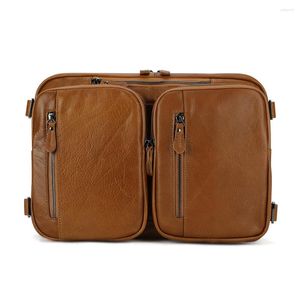 Briefcases Retro Leather Men's Shoulder Bag Fashion Casual Multifunctional Handbag Briefcase Head Layer Cowhide Crossbody Backpack